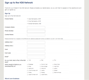 HD8 Network Business Directory Sign up form