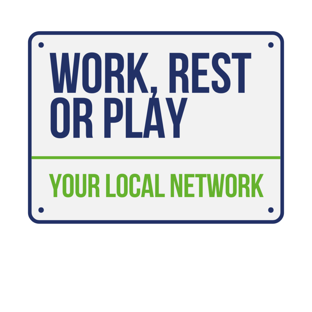Work, Rest or Play logo your local network